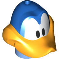 Lego Minifig Head Special, Bright Light Orange Beak, White Eyes print (Road Runner) / Blue