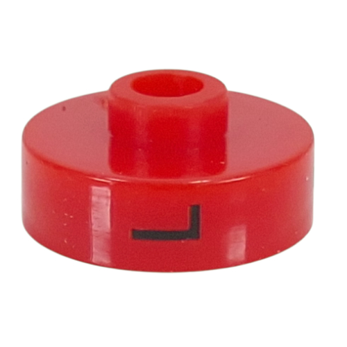 Lego Pen Bead, Round Short, Flat Edge with 'L', '1', 'H' Print / Red