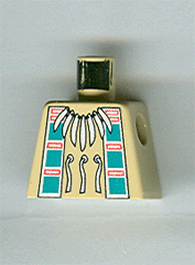 Lego Torso Western Indians Necklace and Dark Turquoise Squares Pattern / Tan