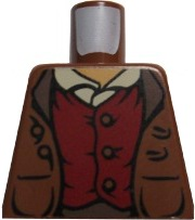 Lego Torso LotR Jacket and Red Vest Pattern (Frodo) / Reddish Brown