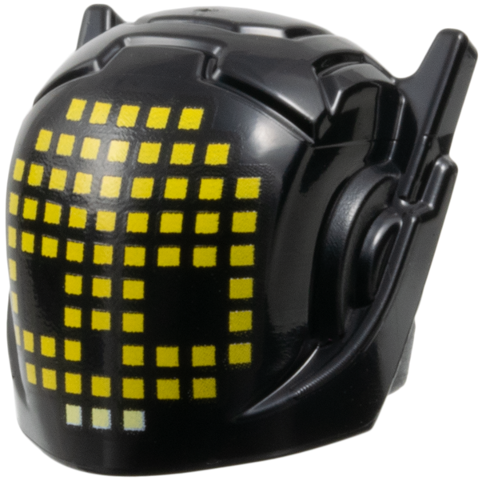 Lego Helmet with Antennae and Pixelated Yellow Skull Print