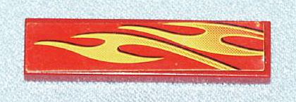 Lego Tile 1 x 4 with Yellow Flames Pattern Model Back Left Side (Sticker) - Set 8667