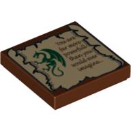 Lego Tile 2 x 2 with Dragon and Scroll with 'You are far more powerfull than you would ever imagine...' Print