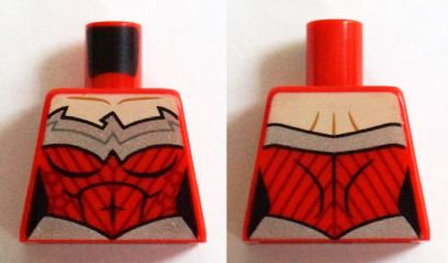 Lego Torso Female Outline and Silver Trim and Belt Pattern (Wonder Woman) / Red