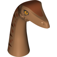 Lego Animal Body Part, Dinosaur, Gallimimus Head, Dark Orange Spots Print / Medium Nougat