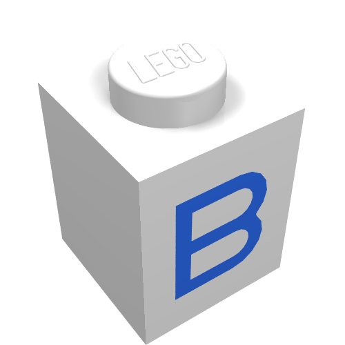 Lego Brick 1 x 1 with Blue B Print / White