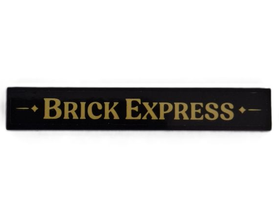 Lego Tile 1 x 6 with Gold 'BRICK EXPRESS' Pattern (Sticker) - Set 910044 / Black