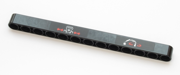 Lego Technic, Liftarm Thick 1 x 13 with Outrigger and Crane Rotation Operating Instructions Pattern (Stickers) - Set 42043 / Black