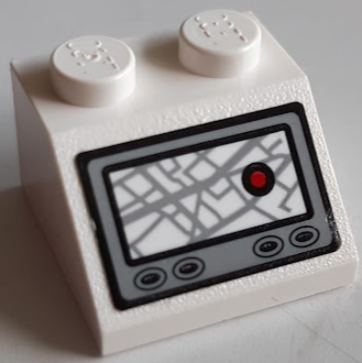Lego Slope 45 2 x 2 with GPS Map Screen with Red Dot and Buttons Pattern (Sticker) - Set 60215 / White