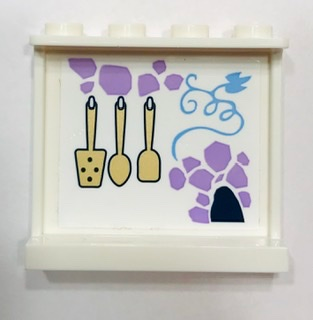 Lego Panel 1 x 4 x 3 with Side Supports - Hollow Studs with Lavender Scattered Stones and Three Hanging Utensils Pattern (Sticker) - Set 41154
