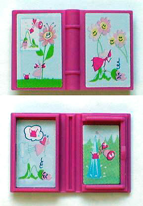 Lego Minifigure, Utensil Book 2 x 3 with Fairy and Flowers Story Pattern (Stickers) - Set 7579 / Magenta
