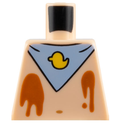 Lego Torso Bright Light Blue Bib with Yellow Duck, Dark Orange Ice Cream Splotches, Medium Nougat Navel Pattern / Light Nougat