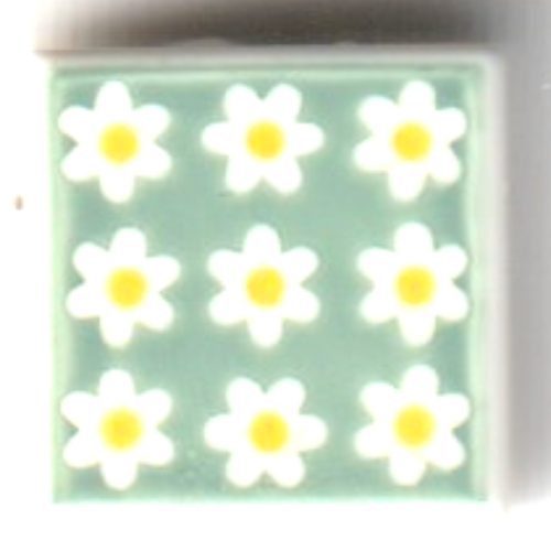 Lego Tile 1 x 1 with Flower/Daisies on Green Background Print / White