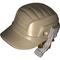 Lego Hair and Hat / Cap, Flat Silver Headset and Dark Brown Hair Print (Jyn Erso) / Dark Tan