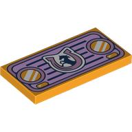 Lego Tile 2 x 4 with Car Front with Headlights, Grille, Horse and Horseshoe Print / Bright Light Orange