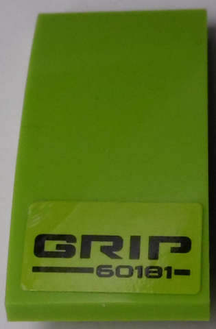 Lego Slope, Curved 4 x 2 with 'GRIP 60181' Pattern (Sticker) - Set 60181