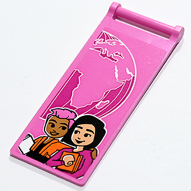 Lego Flag 7 x 3 with Bar Handle with Magenta Globe and 2 Female Students with Books Pattern (Sticker) - Set 41731