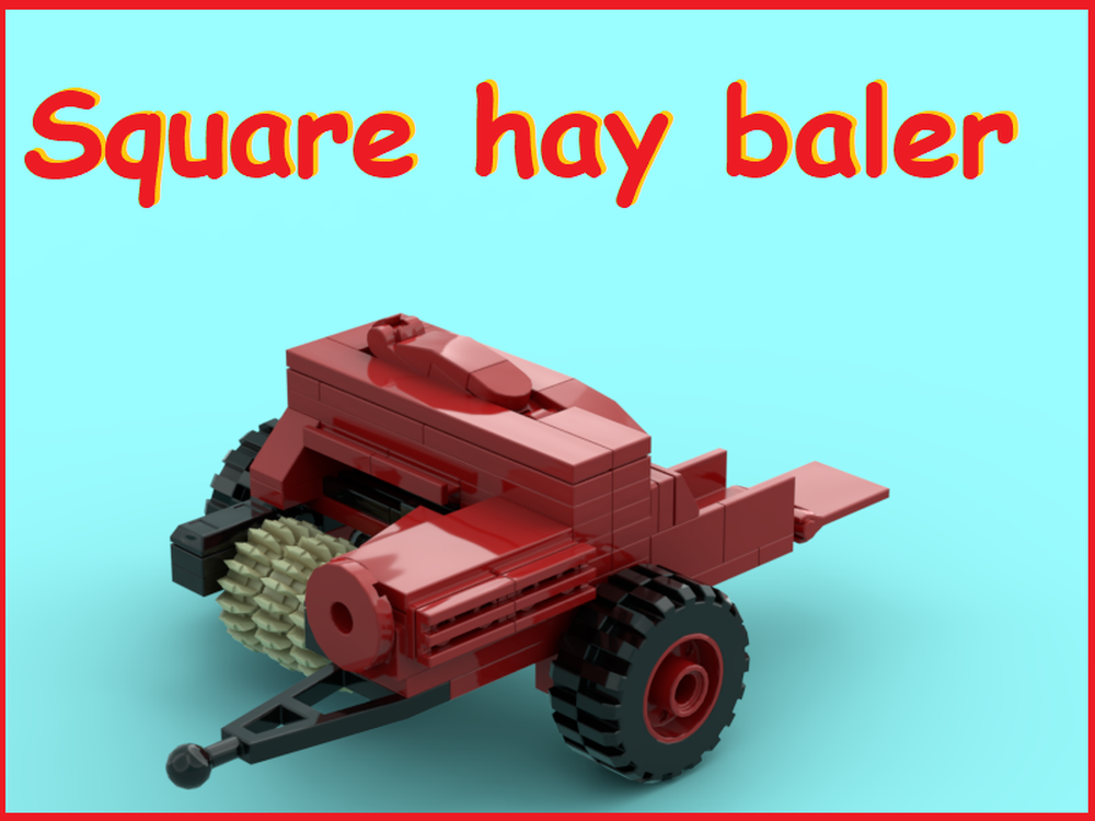 Lego red square hay baler for a farm