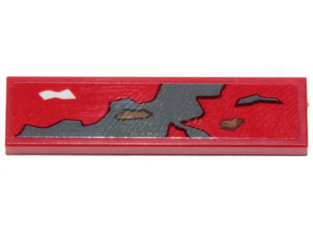 Lego Tile 1 x 4 with Dark Bluish Gray, Dark Tan, Red and White Patches Pattern (Sticker) - Set 75250