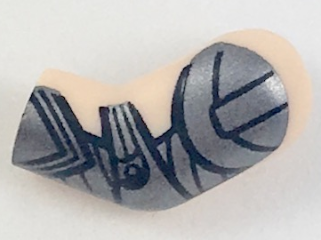 Lego Arm, Left with Dark Silver Armor Pattern / Light Nougat