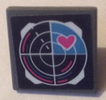 Lego Road Sign 2 x 2 Square with Open O Clip with Radar and Pink Heart Pattern (Sticker) - Set 41333
