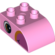 Lego Duplo Brick 2 x 3 with Curved Top Dark Pink Beak, Eye Print