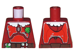 Lego Torso SW Mandalorian Armor Plates Red with Holly and White Fur Collar Pattern (Santa Jango Fett) / Dark Red