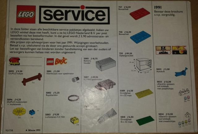 Lego 1991 Medium Service Packs Dutch (921758)