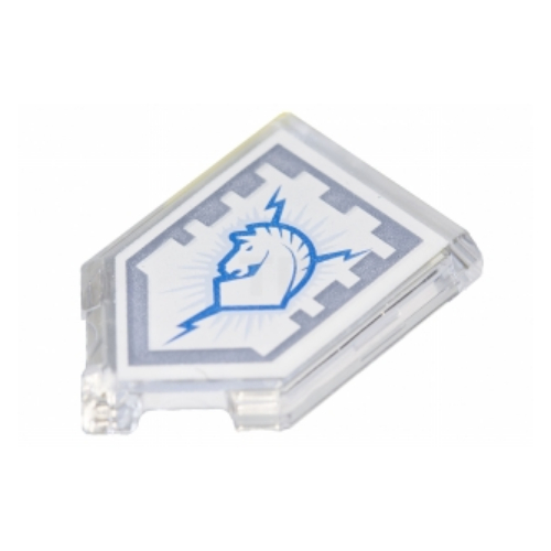 Lego Tile Special 2 x 3 Pentagonal with Nexo Power Shield Print - Thunder Blaze / Trans-Clear