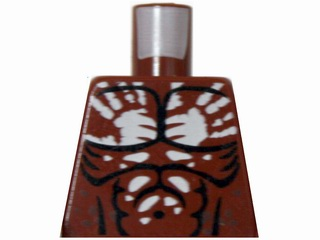 Lego Torso LotR Muscles Outline and White Handprint Pattern (Berserker) / Reddish Brown