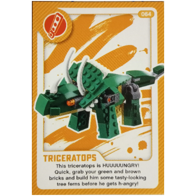 Lego Trading Card, Create the World Living Amazingly - Triceratops