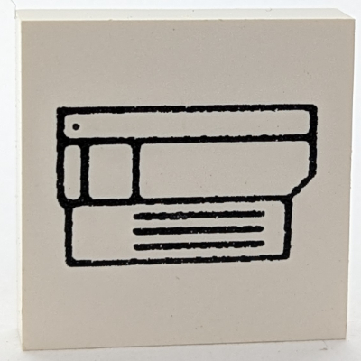 Lego Modulex Tile 4 x 4 with Black 'Photocopier' Print / Modulex White