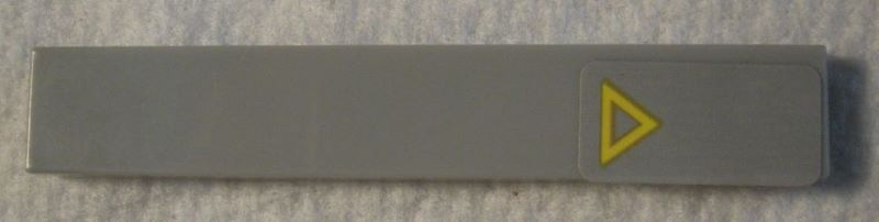 Lego Tile 1 x 6 with Yellow Triangle Pointing Outwards Pattern (Sticker) - Set 75083