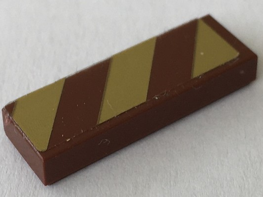 Lego Tile 1 x 3 with Gold Danger Stripes Pattern Model Left Side (Sticker) - Set 41068