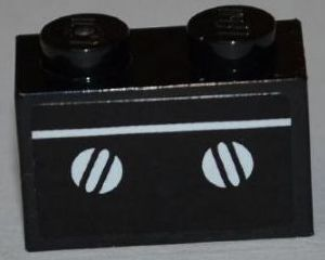 Lego Brick 1 x 2 with White Line and Oven Knobs Pattern (Sticker) - Set 3833