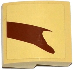 Lego Slope, Curved 2 x 2 x 2/3 with SW Wookiee Gunship Pattern 3 Model Right Side (Sticker) - Set 75084 / Tan