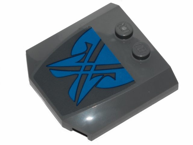 Lego Wedge 4 x 4 x 2/3 Triple Curved with Blue Markings with Black Outline Pattern (Sticker) - Set 75258