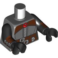 Lego Torso, Reddish Brown Belts, Silver Buckles, Cloak, Red Jewel print, Black Arms and Hands / Dark Bluish Gray