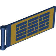 Lego Flag 7 x 3 with Rod with Gold Solar Panel Print / Dark Blue