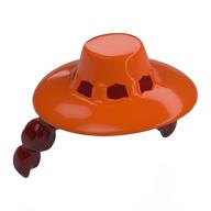 Lego Hat, Wide Brim Reddish Orange with Pigtails Pattern