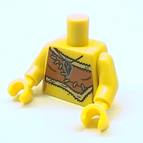 Lego Torso Animal Fur, Dark Orange, Black and Silver Amulet Print, Yellow Arms and Hands