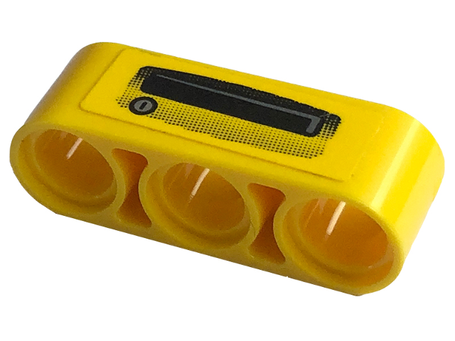 Lego Technic, Liftarm Thick 1 x 3 with Keyhole and Door Handle Pattern Model Right Side (Sticker) - Set 42122 / Yellow
