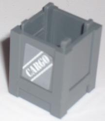 Lego Container, Box 2 x 2 x 2 - Top Opening with White 'CARGO' Pattern on Opposite Sides (Stickers) - Set 7739