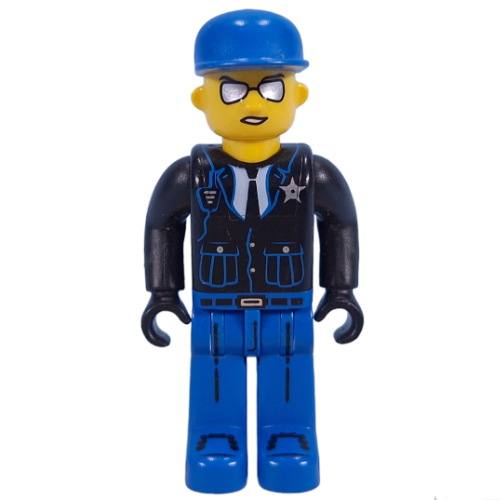 Lego Juniors Midifig, Police - Blue Legs, Black Jacket, Blue Cap, Sunglasses / Black