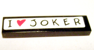 Lego Tile 1 x 4 with 'I' Heart 'JOKER' Pattern (Sticker) - Set 7886