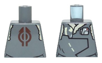 Lego Torso SW Vest with Overlapping Panels and Metallic Silver Badge Pattern / Dark Bluish Gray