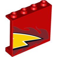 Lego Panel 1 x 4 x 3 with Lightning Bolt Print / Red
