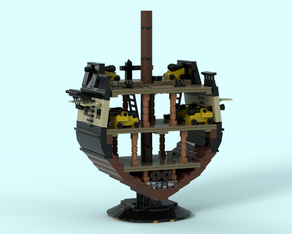 Lego 18th Century Napoleonic Frigate cross-section display