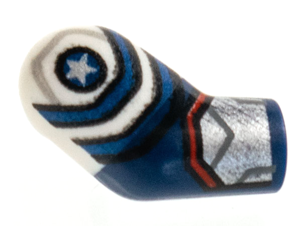 Lego Arm, Right with White Short Sleeve, Silver Star and Cuff Pattern