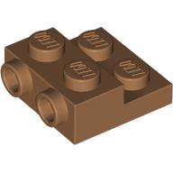 Lego Plate Special 2 x 2 x 2/3 with Two Studs On Side and Two Raised [Solid Anti-stud] / Medium Nougat